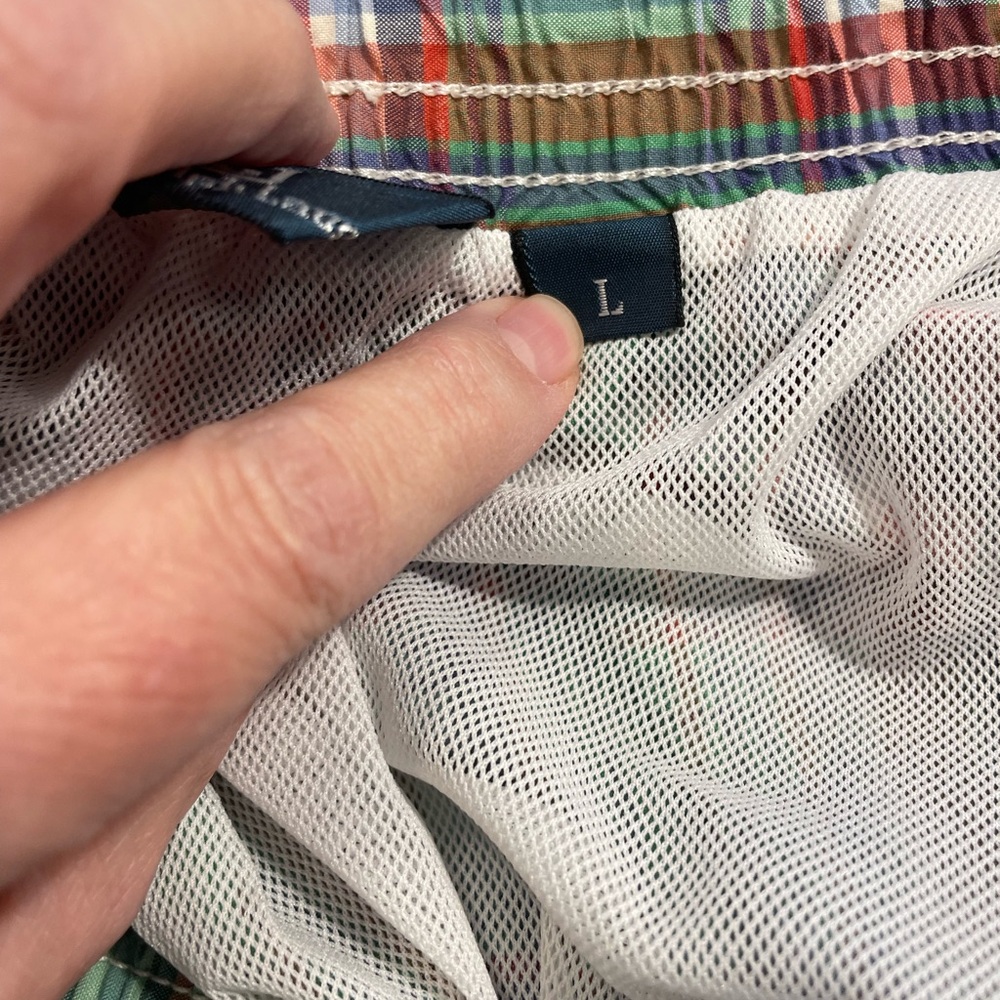 Ralph Lauren POLO green plaid drawstring swim trunks - size Large - Picture 4 of 5